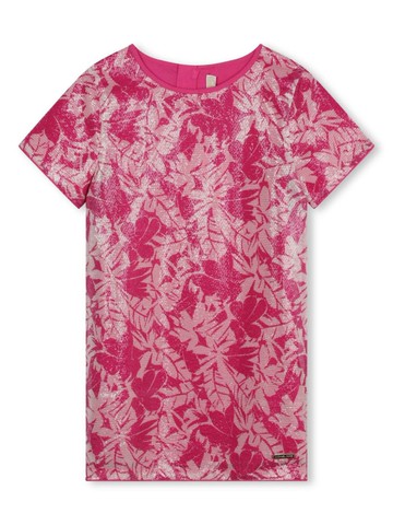 Michael Kors Kids - leaf-print sequin-embellished dress - kids - Polyester - 2 yrs - Pink