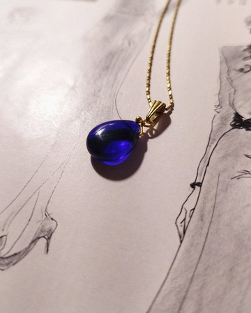 水滴珠吊墜項鍊 - 寶藍 / 可客製長度