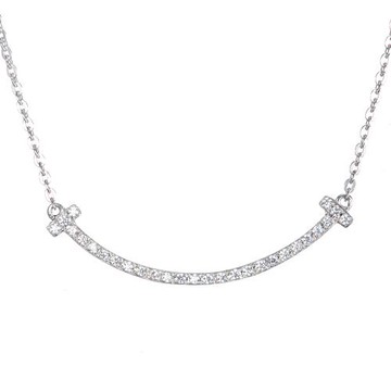 Amor 輕珠寶 925純銀晶鑽微笑鍊(052)