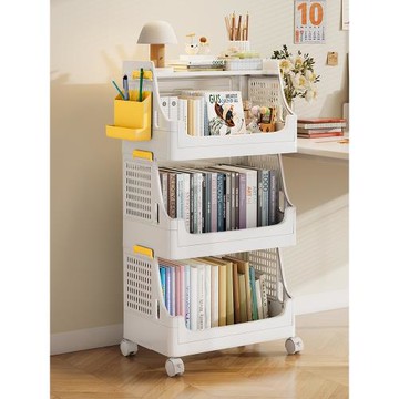 可移動書架帶輪置物架落地桌面兒童玩具收納家用客廳臥室簡易書柜