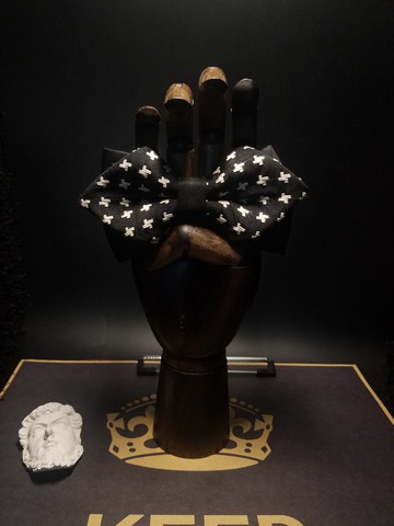 黑色刺繡雙層領結時尚復古英倫蝴蝶結