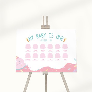 【客製】 甜蜜冰淇淋抓週預測板 | 派對 |生日 | 紀念日 | 佈置