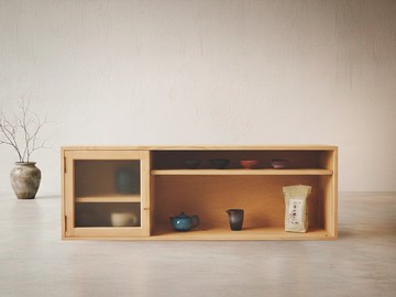 森葉 雙十字花壓花玻璃餐邊櫃 北歐輕裝修家具・實木收納櫃