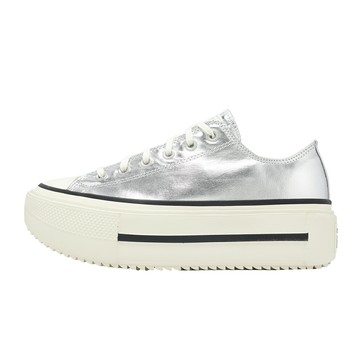 Converse 休閒鞋 All Star Lift Double Stack 男女鞋 銀 白 皮革 增高 厚底 A16406C