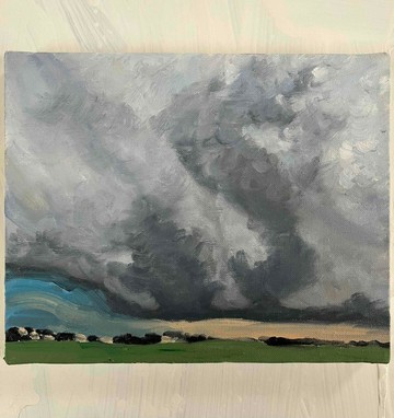 原畫・油畫「田園與天空 2026615」藝術・繪畫・F3(22×27cm ) 畫布