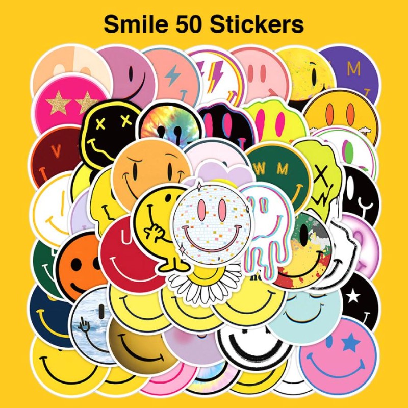 スマイル ステッカー 50枚セット PVC 防水 シール Smile スマイリー ニコニコ 笑顔 ニコちゃん ピースマーク ラブu0026ピース スーツケース  MacBook | LINEショッピング