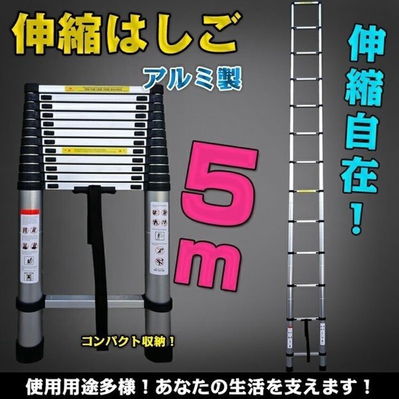 はしご 伸縮 5M ハシゴ 梯子 フック付き 耐荷重150kg スーパーラダー - www.vetrepro.fr