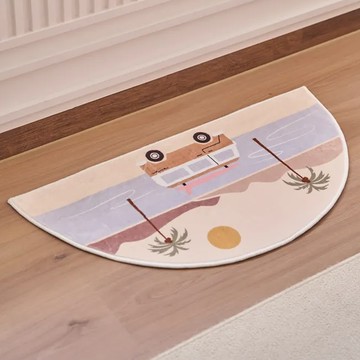 沐慕家居 簇絨美車地毯 可愛圖案 柔軟舒適 吸水防滑  半圓 多色  83 x 41cm