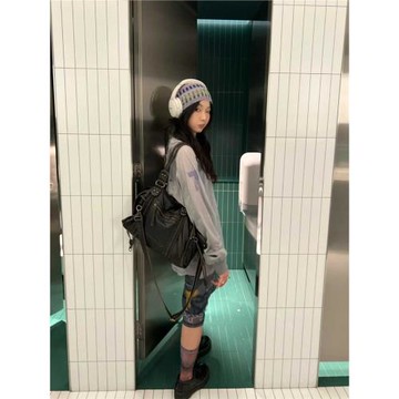 2025初秋新款法式復古機車包托特包廢土風軟皮單肩斜挎包大容量包