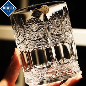 日本NY捷克進口水晶玻璃威士忌杯刻花水杯果汁杯酒具洋酒杯子