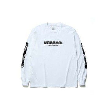 NEIGHBORHOOD 胸前LOGO 背銀座字體長T 長袖 白色 NBHD-11 [台灣現貨]