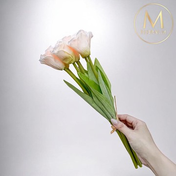 夏日野餐氣息洋桔梗奶霜橙仿真花花材(7入組)