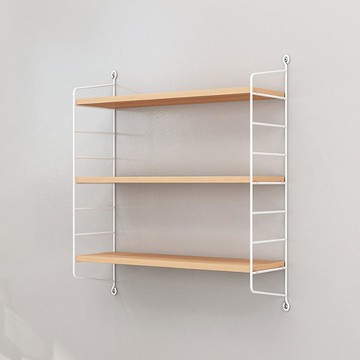 Market Plan 簡約鋼木壁掛式層架  木頭色  40cm  3層