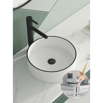 高檔檯上盆洗手盆小戶型陶瓷盆破損包賠紐耐思臺上盆小尺寸圓形洗手盆傢用陽臺藝術洗臉盆衛生間單盆30cm