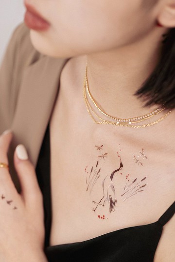 松鶴的一曲小調-2入紋身貼紙 原創手繪設計