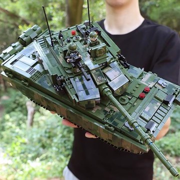 樂玩90102積木遙控99式坦克裝甲車拼裝男孩玩具兼容樂高軍事風潮