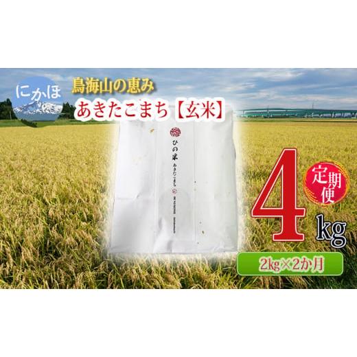 ふるさと納税 秋田県 にかほ市 《定期便》2kg×2ヶ月 鳥海山の恵み！秋田県産 あきたこまち ひの米（玄米）計4kg（2kg×2回連続）