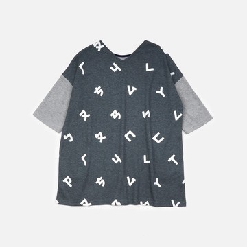 注音拼接雙面穿長版上衣洋裝