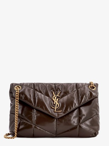 Matelassé leather shoulder bag with metal monogram - SAINT LAURENT - gender_Woman