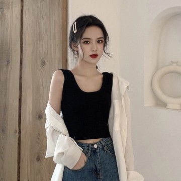 大碼背心 加肥加女夏外穿小吊帶 韓版胖妹妹內搭打底衫 短款無袖上衣【不二雜貨】