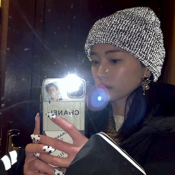 新款反光針織毛線帽子女秋冬季韓版網紅同款個性百搭學生情侶帽潮1入