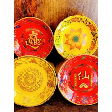 佛堂供盤八卦財神關公擺件蓮花