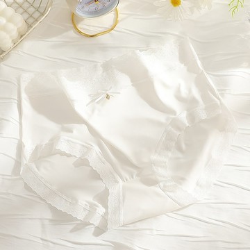 【Maggie+】薄款冰絲蝴蝶結無痕中腰透氣女用內褲-白色