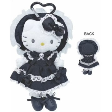 【震撼精品百貨】Hello Kitty_凱蒂貓~日本Sanrio三麗鷗 KITTY絨毛長腿玩偶吊飾-黑蘿莉塔*68689