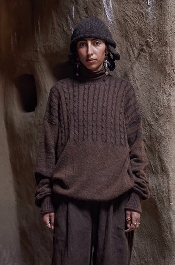 復古文青 羊絨桑蠶絲混紡針織上衣