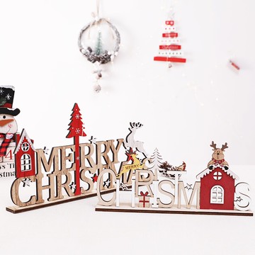 圣誕節英文字母牌木質吊飾老人雪人擺件酒店櫥窗節日場景裝飾掛件