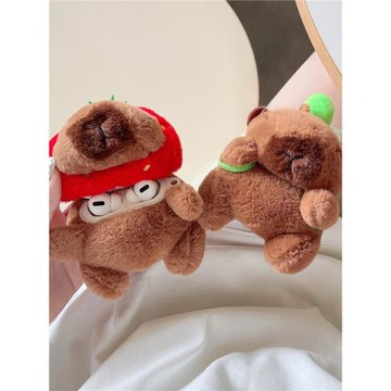 卡皮巴拉Airpods4蘋果藍牙無線耳機套Airpods3適用Airpods pro2卡通耳機殼保護套Airpods1/2代毛絨公仔耳機套