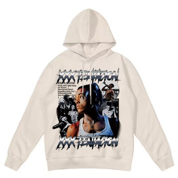 歐美說唱歌手XXX Tentacion 水洗帽t 做舊帽t 美式復古帽t 帽T 落肩 寬鬆 重磅連帽衛衣水洗連帽上衣