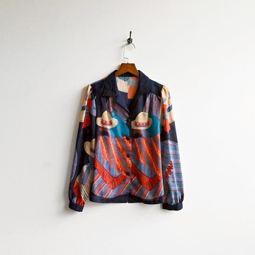 【蛋植物古著】熱情草帽印花古著襯衫