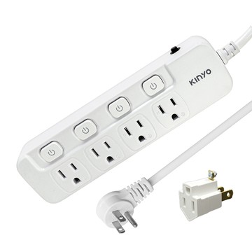 KINYO 4開4插延長線 獨立開關插座 安全電源延長線 1.8M