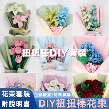 扭扭棒花束 扭扭棒 毛根 DIY 毛根條 毛根棒 馬卡龍 創意手作 兒童勞作 美勞創作 DIY手作 女友禮物 手作材料