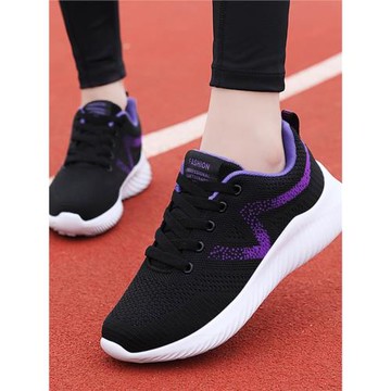 女鞋運動鞋女跑步鞋春秋全黑色媽媽網面透氣休閑軟底鞋工作旅游鞋