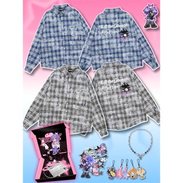 【張極 陳思罕同款】梁拌泡菜幽靈刺繡格子長袖襯衫短袖防曬外套