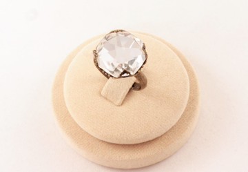 透明白水鑽可調式戒指 玻璃水晶黃銅縷空戒指 飾品