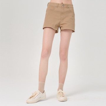 【ERSS】女裝 短褲 休閒褲 熱褲 真理褲 歐美風 戶外風 純棉 下擺不收邊 卡其【S20100】