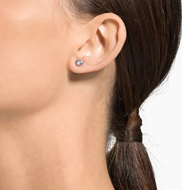 【Swarovski 施華洛世奇】Stilla Attract 耳釘 (圓形切割 白色 鍍白金色)(5408436)