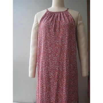 歐美品牌妹家女裝棉莫代爾碎花無袖連衣裙中長款A字裙舒適修身S M