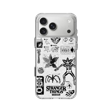 iPhone 17 Pro Max Clear Case（相機按鈕） 透明 - Stranger Things - 顛倒世界怪物圖鑑 黑白款