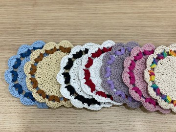 手工編織 花邊夾心杯墊