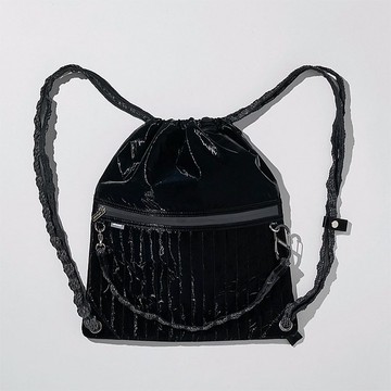 Miyansol韓國皺皺風琴包-D.墨夜黑 防水輕量 斜背包 後背包