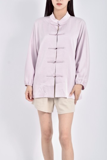 (L) essential by cja質感絲綢粉色長袖上衣