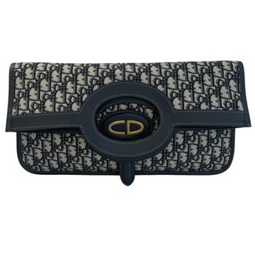 DIOR 緹花布手拿包 藍色