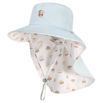 BrilleBrille 兒童頸部防護雙面防曬帽禮盒 加長型  薄荷栗子  F (適用頭圍46~56cm)