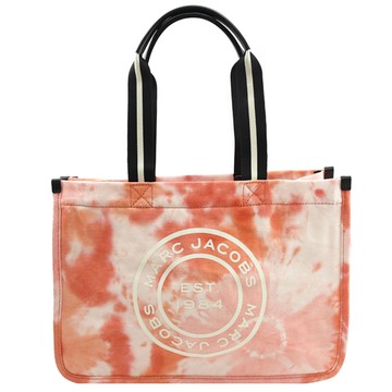 MARC JACOBS 馬克賈伯 渲染圖騰圓標LOGO肩背大款托特包.橘