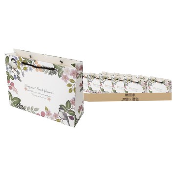 帶回家 可愛花卉覆膜購物袋 (中)  白色  10個