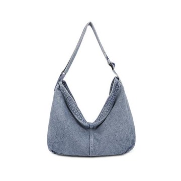 【iSPurple】復古水洗 帆布牛仔寬肩帶大容量肩背包/藍色